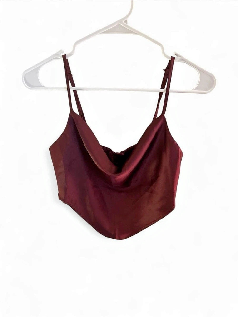 FOREVER 21 Satin Cowl Neck Top in Burgundy Medium Like New